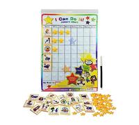 Fun Behavior Reward Chart for Kids - I Can Do It! Chore Chart for Kids with 3D Stars & Tiles - Good-Behavior Chart for Kids at Home or School for Focus, Responsibility, & More by Kenson Kids, 66 Pcs.