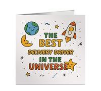 Fun Best Delivery Driver in the Universe Greeting Card - for Colleague, Office Buddy - Birthday, Leaving, Thank You - Personalised Job Role - Made in UK