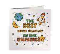 Fun Best Dental Technician in the Universe Greeting Card - for Colleague, Office Buddy - Birthday, Leaving, Thank You - Personalised Job Role - Made in UK