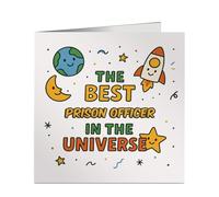 Fun Best Prison Officer in the Universe Greeting Card - for Colleague, Office Buddy - Birthday, Leaving, Thank You - Personalised Job Role - Made in UK