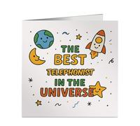 Fun Best Telephonist in the Universe Greeting Card - for Colleague, Office Buddy - Birthday, Leaving, Thank You - Personalised Job Role - Made in UK