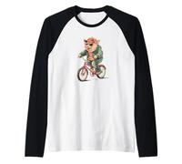 Fun Bicycle Piggy Costume with Sunglasses and Bike Raglan Baseball Tee