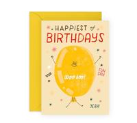 Fun Birthday Card - 'Happiest Birthday Lemon' - Gifts for Him, Her, Brother, Sister, Colleague, Friend - Hooray - Comes with Fun Stickers