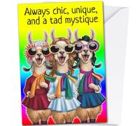 Fun Birthday Cards For Her - A5 Size - Sister Birthday Card - Best Friend Birthday Card "Always chic, unique, and a tad mystique"