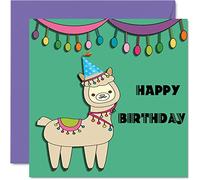 Fun Birthday Cards for Men Women - Birthday Llama - Card for Mum Dad Son Daughter Brother Sister Nan Grandad Friend Cousin Auntie Uncle, 145mm Bday Greeting Cards
