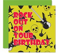 Fun Birthday Cards for Men Women Him Her - Rock Out - Punk Birthday Card for Mum Dad Son Daughter Brother Sister Auntie Uncle Cousin Nanny Grandad, 145mm Bday Greeting Cards