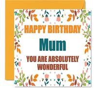 Fun Birthday Cards for Mum - Absolutely Wonderful - Joke Happy Birthday Card for Mum from Daughter Son, Mother Gifts, 145mm Greeting Cards Mama Mom Mam Mammy