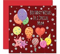 Fun Birthday Cards for Mum - Birthday Balloons - Card for Mum from Daughter Son, Mother Gifts, 145mm Greeting Cards Mama Mom Mam Mammy