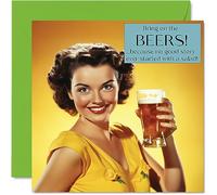 Fun Birthday Cards for Women - Bring On The Beers - Birthday Card for Sister Daughter Bestie Work Colleague, 145mm Joke Humour Banter Bday Greeting Cards