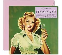 Fun Birthday Cards for Women - Bring On The Prosecco - Birthday Card for Sister Daughter Bestie Work Colleague, 145mm Joke Humour Banter Bday Greeting Cards