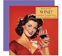 Fun Birthday Cards for Women - Bring On The Wine - Birthday Card for Sister Daughter Bestie Work Colleague, 145mm Joke Humour Banter Bday Greeting Cards