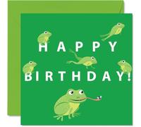 Fun Birthday Cards for Women Men - Cartoon Frog - Happy Birthday Card for Brother Sister Son Daughter Mum Dad Auntie Uncle, 145mm Animal Bday Greeting Cards