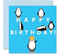 Fun Birthday Cards for Women Men - Cartoon Penguin - Happy Birthday Card for Brother Sister Son Daughter Mum Dad Auntie Uncle, 145mm Animal Bday Greeting Cards