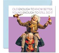 Fun Birthday Cards for Women - Olders On Shoulders - Happy Birthday Card for Mum Sister Daughter Nan Cousin Friend Bestie, 145mm Joke Humour Banter Bday Greeting Cards