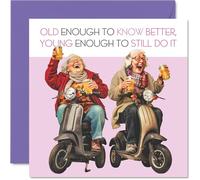 Fun Birthday Cards for Women - Scooters and Beer - Happy Birthday Card for Mum Sister Daughter Nan Cousin Friend Bestie, 145mm Joke Humour Banter Bday Greeting Cards