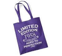 Fun Birthday Gift Present Tote Shopping Cotton Bag Limited Edition Aged To Perfection Year 1958