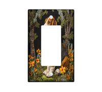 Fun Bloodhound Dog Decorative Switch Cover 1 Gang Single Rocker, Spring Forest Scene Chien Switchcover Wall Plate, Puppy Electrical Faceplate for Bedroom Living Room Decor