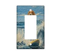 Fun Bloodhound Dog Decorative Switch Cover 1 Gang Single Rocker, Summer Embroidery Surf Chien Wall Plate Cover, Standard Size, Puppy Electrical Faceplate for Bedroom Living Room Decor