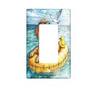 Fun Bloodhound Dog Decorative Switch Cover 1 Gang Single Rocker, Summer Nautical Scene Chien Switchcover Wall Plate, Puppy Electrical Faceplate for Bedroom Living Room Decor