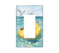 Fun Bloodhound Dog Decorative Switch Cover 1 Gang Single Rocker, Summer Nautical Scene Chien Wall Plate Cover, Standard Size, Puppy Electrical Faceplate for Bedroom Living Room Decor