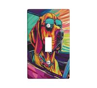 Fun Bloodhound Dog Decorative Switch Cover 1 Gang Single Toggle, Pop Art Chien Switchcover Wall Plate, Puppy Electrical Faceplate for Bedroom Living Room Decor