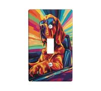 Fun Bloodhound Dog Decorative Switch Cover 1 Gang Single Toggle, Pop Art Chien Wall Plate Cover, Standard Size, Puppy Electrical Faceplate for Bedroom Living Room Decor