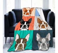 Fun Boston Terrier Blanket Dog Soft Cozy Flannel Throw Blankets Lightweight Warm Bed Throws Plush for Couch Sofa Camping Office Travel Home Bedroom Decor Girls Boys Kids Gifts, 50"x40"
