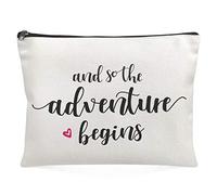 Fun Bride Bags for Wedding Day And So The Adventure Begins Honeymoon Engagement Graduation Gifts Wedding Survival Kit for Women Best Friend Sister Daughter Granddaughter Colleague Travel Makeup Bag …