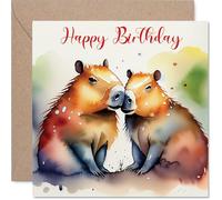 Fun Capybaras Birthday Card for Men Women - Animals in Love - Happy Birthday Card for Grandma Cousin Brother Nanny, 145mm Bday Greeting Cards