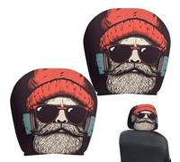 Fun Car Headrest Covers, 2 Pieces Car Accessories - Car Headrest Covers - For Automobilists, SUVs, Camping, Cars, Travellers, Daily Journeys, Road Trips