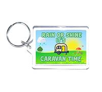 'Fun Caravan Gift - Rain Or Shine It''s Caravan Time - Keyring - Novelty Present'