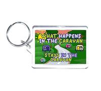 Fun Caravan Lover Gift - What Happens In The Caravan Stays In The Caravan - Keyring - Novelty Present