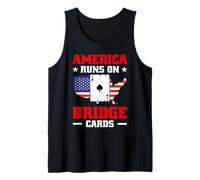 Fun Card Games USA Flag Apparel America Runs On Bridge Cards Tank Top