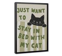 Fun Cat Artwork - Lazy Cat Lying on The Bed - Cozy Bedroom Decoration 3 Canvas Poster Bedroom Decor Landscape Office Room Decor Gift 16" L X 24" W
