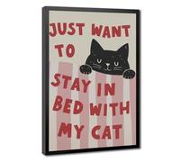 Fun Cat Artwork - Lazy Cat Lying on The Bed - Cozy Bedroom Decoration Canvas Poster Bedroom Decor Landscape Office Room Decor Gift 20" L X 30" W