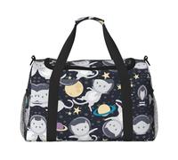 Fun cat Astronaut Hand Travel Bag - Large Reusable Shopping Tote Bag, Perfect for Outdoor Activities, Sports, Camping & Groceries, Black, One Size