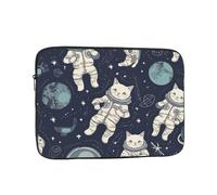 Fun Cat Astronaut Laptop Sleeve for Women Men, 15 Inch Waterproof Laptop Bag Lightweight Notebook Computer Cover Bag