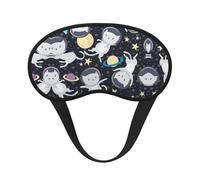 Fun cat Astronaut Print Blackout Sleep Mask - Side Sleeper Eye Cover, Soft Comfort, Perfect for Travel, Meditation