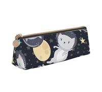 Fun cat Astronaut Print PVC Coin Purse Money Bag Makeup Case Pencil Pouch Zipper stationery case Women Men, White, One Size, Simple, White, One Size, Simple