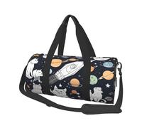 (Fun cat Astronaut) Print Round Large Travel Bag - Multi-Compartment Organizer Lightweight for Trips & Sports