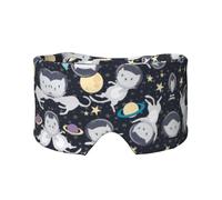 Fun cat Astronaut Print Sleep Eye and Ear Muffs Mask - Adjustable Yoga Travel Headband, Keep Warm Shading Comfortable Aid