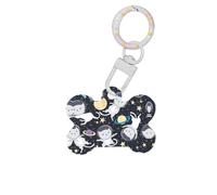 Fun Cat Astronaut Printing Bone Shaped Dog Tag Pet Id Tags,Acrylic Dog Tags Cat Tags with Ring for Dog Cat,Pendant Crafts