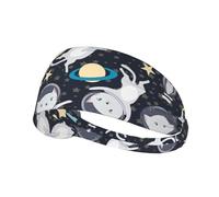 Fun Cat Astronaut Printing Double-Sided,Unisex Elastic Sports Headband,Ideal As A Gift For Sports-Loving Friends,Family