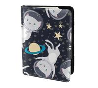 Fun Cat Astronaut Printing Passport Holder, Travel Essentials,Card And Passport Anti Theft Wallet,Sized To Fit All Standard Passports