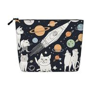 Fun Cat Astronaut - Themed Makeup Bag - Waterproof Hemp Cosmetic Pouch for Travel, Daily Use & Gifts (9.5x6.7x2in)