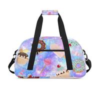 Fun Cat Design Gym Bag Sports Duffle Bag Weekend Sleepover Duffel Bags Small Travel Tote for Overnight Workout Gymnastics Dance Ballet, Fun Desserts Pattern, 18.9 x 8.7 x 10.6 in, Duffel Bags