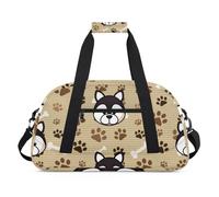 Fun Cat Design Gym Bag Sports Duffle Bag Weekend Sleepover Duffel Bags Small Travel Tote for Overnight Workout Gymnastics Dance Ballet, Fun Dog Design, 18.9 x 8.7 x 10.6 in, Duffel Bags