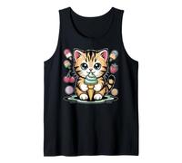 Fun Cat Eating Ice Cream Cone Tank Top