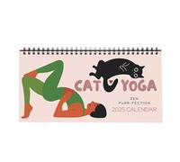 Fun Cat Illustration Desk Calendar,2025 Cat Yoga Funny Desk Calendar,Cute Cartoon Cats Desk Calendar,Yoga Kitties Wall Calendar 2025