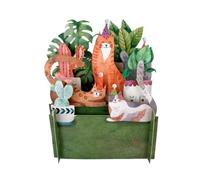 Fun Cat Party Birthday Celebration 3D Pop Up Card for Kids by Alljoy Cards KID026